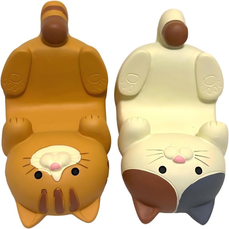 Eysinyge Cute Cat Phone Stand Set, 2-Pack Desktop Cell Phone Holders, Orange and White Kitty Design, Funny Gifts for Cat Lovers, Resin Desk Decor Accessory 3.3 x 2.3 x 2.0 inches - Image 1